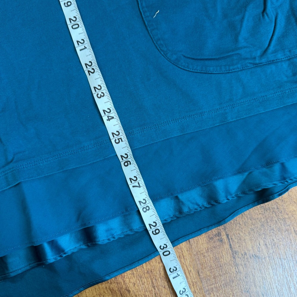 LOGO Lori Goldstein Tunic Women XL Teal 3/4 Sleeve Pocket A203821 Layered Hem - Picture 10 of 10